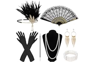Firtink 9 Stück 20er Jahre Kostüm Damen, 20er Jahre Accessoires, 1920er Accessoires Damen Charleston Accessoires Damen Great Accessoires Damen Zubehör für Frauen