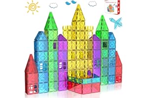 Zenzemwa Bloc de Construction Magnétique Jouets: 72 Pièces Construction Magnetique Enfant Tuiles Magnétiques Enfants Magnetic Building Blocks Jeux Cadeau pour Enfants 3 4 5 6 7 8 Ans Garcon Fille