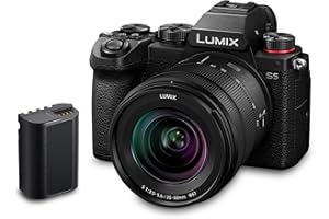 Panasonic Lumix Pack DC-S5AMKB Full Frame Mirrorless Macchina Fotografica, Sensore CMOS, 24.2MP ISO Dual Native, Obiettivo Lumix 20-60 mm, Batteria BLK22, Nero