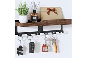 HapiRm Key Holder for Wall – Key Hooks Wall Mounted with Wood Tray and 6 Hooks, Home Decor Key Rack Mail Organiser, Key Hanger for Hallway, Entryway, Office, Mudroom, Bedroom