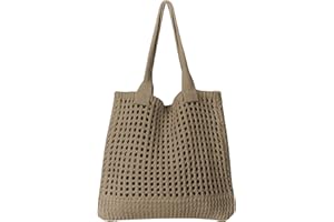 Ausing Borsa da Spiaggia All'uncinetto Donna Borsa a Tracolla in Rete Estetica Tessuto a Mano Vacanza