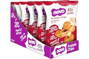 Novo Nutrition | Protein Chips | BBQ | Gesunder herzhafter Snack mit hohem Proteingehalt, wenig Zucker und vielen Ballaststoffen | Für Veganer geeignet | Verpackung mit 6 x 30 g