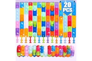 OGNI ORA 20 PCS Pop Bracelet it Fidget Toys, Fidget Bracelet for Party Bag Fillers for KIds, Decompression Wristband for Adults, Return Gifts,Kids' Party Favours Classroom Prizes Gift for Girls Boys