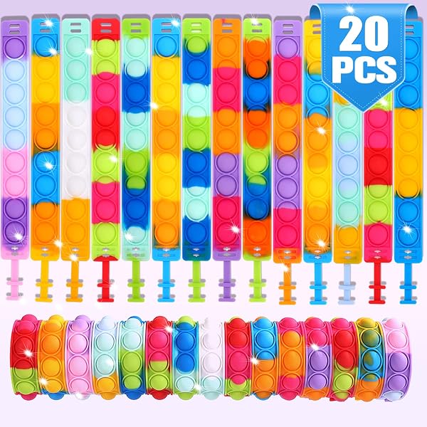 18 Stück Fidget Toy Armband Set – Popit Armbänder Für Stressabbau | Für Kinder & Erwachsene
