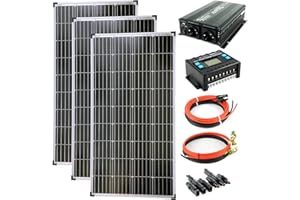 SOLARTRONICS Kit complet 3 panneaux solaires de 130 W, convertisseur de 1500 W, régulateur de charge, installation d'îlot photovoltaïque