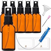 6x30ml Sprühflasche Klein Glasflasche mit Zerstäuber - Apothekerglas spruehflasche aus Braunglas Set Inklusive 17…