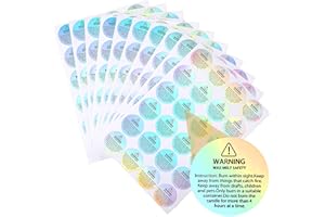 ZONON Holographic Candle Warning Labels Candle Jar Container Stickers Wax Melting Safety Stickers for Jars Tins Containers Making Supplies(240 Pieces)