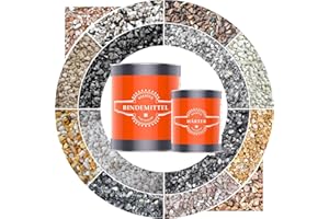 BEKATEQ Bodenbeschichtung mit 25 kg Marmorkies Arabescato + 1,5 kg Bindemittel aus Epoxidharz I Steinteppich Bodenbelag | Flüssigkunststoff Bindemittel & Kleber I Für Innen und Aussen BK-600EP