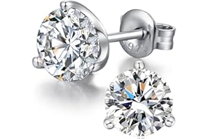 JIAMIAOI Pendientes Diamante Para Mujer Hombre, en Plata De Ley 925 Chapada en Oro Blanco de 18K, Pendientes Redondos y Cuadrados Circonio 3-8mm para Mujeres y Hombres