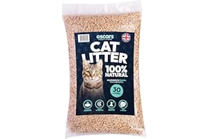 Oscars Cat Litter 30L - Ultra-Absorbent Wood Pellet Cat Litter - Non-Clumping, Dust-Free, Odour Control Wood Pellets for Cats & Kittens - Biodegradable, All Natural Virgin Softwood