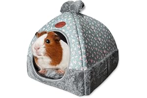 SUPJADE Rabbit Hamster Guinea-Pig Bed - House Cozy Hedgehog Cave Large Hideout for Chinchilla Bearded Dragon Winter Nest Guinea Pig Accessories (2# Blue)
