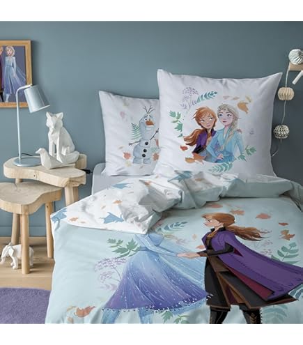 Disney Frozen Dekbedovertrek Leaves - Eenpersoons - 140 x 200 cm