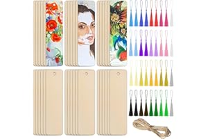 Rayong Lot de 36 marque-pages en bois - Avec pompons colorés - Pour bricolage, artisanat, cadeaux