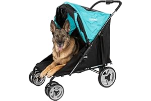 InnoPet Mamut Large Dog Buggy Blue - Carries up to 50kg, Rain Cover Included, One-Hand Folding, Swivel Front Wheels, Dog Trailer for Medium and Large Size Dogs.