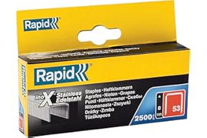 Rapid Tackerklammern Edelstahl Typ 53, 8mm Klammern V2A, 2.500 Stk., Feindrahtklammern für Holz und Stoffe