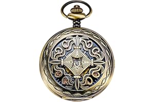 TREEWETO Montre à gousset mécanique pour homme avec boîtier en cuivre style steampunk antique Bronze/noir