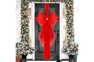 Miioto Lazo Rojo Navidad, Lazos Navidad Grandes, Lazos Arbol Navidad, Cintas Navideñas Rojas para Decorar Árboles de Navidad Interiores y Exteriores y Puertas y Ventanas, 60 cm X 80 cm