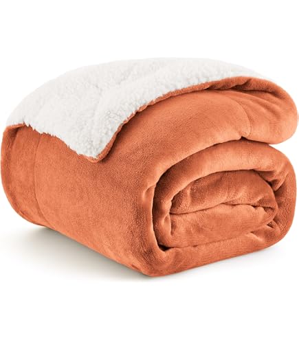 Plaid Moelleux 150x180 Cm - Couverture Chaude Toutes Saisons Pour Lit Ou Canapé - Couleur Orange