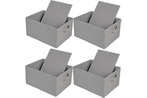 JAKAGO Foldable Wardrobe Storage Boxes 4 Pack, Superior Fabric Wardrobe Storage Organiser 39 x 29 x 20 cm, Clothes Drawers Organiser for Clothes Shirts Pants Towels Toys（Grey）