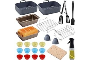 LCXCXY Accessoires air fryer pour Ninja, compatible avec ninja AF400EU AF500EU AF300EU 7.6L-10.4L Friteuse à Air,comprennent Moule Silicone, Plaques cuisson, Grilles, Moule Gateau, Flacon pulvérisateur etc