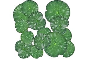 JINGIHE12 Pieces Floating Lily Pads for Ponds, 4 Size Artificial Lily Pads Leaves, Fake Artificial Floating Pond Plants, Artificial Water Lilies for Ponds, Pool, Aquarium, Planting Outdoors Decoration