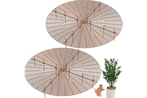 Protezione per vasi da fiori,Tianher 2 pezzi griglia per Vaso per Fiori con aste di fissaggio,Protezione contro i gatti, per proteggere i bambini, gli animali domestici, 52 cm (marrone)