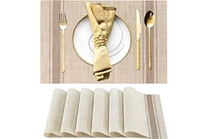 WUBAYI Placemats, Set of 6 Table Mats Heat Resistant Stain Resistant Non-Slip Woven Vinyl Insulation Placemats, Washable Durable Elegant Table Mats for Kitchen Dinning Restaurant(Beige Coffee)