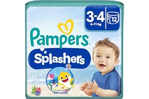 Pampers Splashers storlek 3-4, 12 engångsbadblöjor, för ett säkert skydd i vattnet