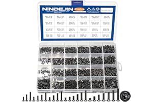 NINDEJIN 720 Stück Laptop Computer Schrauben Kit, Flachkopf Phillips Mini Schrauben M1.4 M1.7 M2 M2.5 M3 Schwarz PC Schrauben Set Computerschrauben für Reparatur Gateway Sony Laptop Mainboard Tastatur