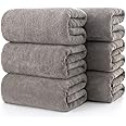 Lumimi Towels 6 Piece Ultra Soft Microfiber Bath Towel Set 55" L x 27" W Incredibly Absorbent Lightweight Quick Dry and Durable, 6 Pack Elegant Grey Brown