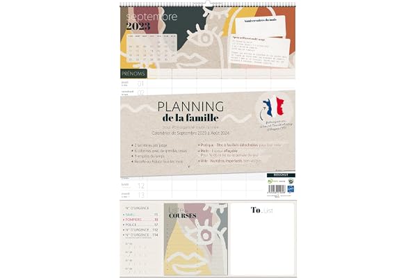 PLANNING DE LA FAMILLE 42 x 27,5 cm BOUCHUT