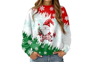 RAISEVERN Womens Christmas Jumper Ugly Xmas Sweatshirts Funny Graphic Crew Neck Casual Long Sleeve Shirts, S-XXL