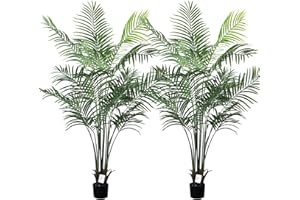 Leflos 180 cm Palmera Artificial Dypsis Lutescens, Planta de Interior sólo con 18 Troncos Desmontables, decoración para Oficina, Tienda, Piso y Fiesta, 2 Piezas