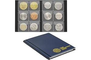 UNCLE PAUL Album de Collection de pièces de Monnaie 60 Poches - 4,5x4,5 cm/1,8x1,8 Pouces Porte-Monnaie Livre Album de Stockage D'Argent Penny Pocket pour collectionneurs Bleu CS0106BL