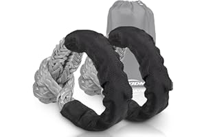 SKYJDM Synthetic Soft Shackle Recovery Kit - 1/2 in x 22 in Rope Shackle (56,000 lbs Breaking Strength), 2 Pack Lightweight Soft Shackles for 4X4 Truck SUV ATV UTV Off-Road Vehicles Sailing (Grey)