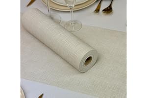 NATUARTE, Runner da Tavola Beige Chiaro, Rotolo in Tessuto non Tessuto, da 25 m x 30 cm, Decorazione Tavola, Stoffa Decorazione Matrimonio, Battesimi, Comunioni, Compleanni, Beige Texture