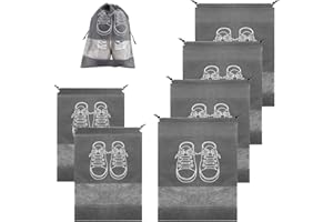 Piriuuo 6 Stück Schuhbeutel für Reisen, Vliesstoff Kordelzug Schuhbeutel Große Schuh Aufbewahrungstaschen mit Transparentem Schlitz Tragbare wasserdichte Schuhtaschen für Täglichen Gebrauch, Reisen