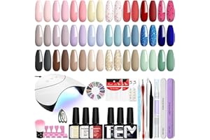 Phoenixy Gel Nail Polish Set, 24 Colours Gel Nail Polish Set with Lamp Starter Kit 8ml Nails Polishes with Base Coat and Glossy Matte Top Coat Nails Art Gifts for Women