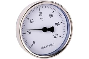 Sanitop-Wingenroth Bimetall-Zeigerthermometer | Für Heizanlagen und Kessel | 120 Grad | Typ 1/2 '' | Anschluss hinten | Stahlblech verchromt | 27147 9