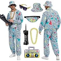 Jaren 80 outfit voor heren, jaren 90 retro trainingspak voor heren, streetwear, hiphop, carnavalskostuum, jas en broek, carnavalskostuum, cosplay-kleding (groen, XL
