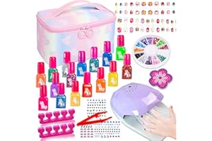 Edmirfun Kit Vernis Enfant Cadeau Fille 8 9 10 11 12 Ans, 16 Couleurs Kit Manucure Pour Enfant Con Faux Ongles Autocollants, Jouet Enfant Fille Cadeau Noël Anniversaire Fille 4 5 6 7 8 9 10 Ans