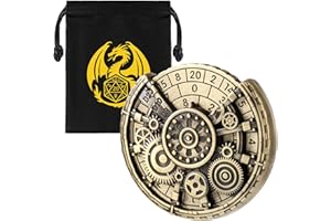 KELLER & WEBER DND Wheel Dice Spiner, Fingertip Gyro, 7-in-1 Gear Metal D&D Dice, DND Starter Set, Gear Roulette Dice Spinner, D&D Gifts with Dragon Gift Bag, Role Playing Board Game Accessories, Bronze ﻿