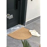 Doğal J&uuml;t Yarım Daire Kapı &Ouml;n&uuml; Paspası | Kaymaz Tabanlı | Doğal El Dokuma | Şık ve Dekoratif D paspas (Kapı Girişleri, Banyo 
