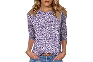 Kistore 3/4 Length Sleeve Shirts for Womens Pleated Summer Tops 2025 Fasion Trendy Spring Blouses