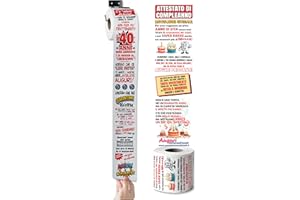 BOMBO Carta Igienica Divertente 40 Anni – Rotolo Stampato a Colori con Fumetti e Attestato di Compleanno – Gag Regalo Uomo Donna per Festa 40° Compleanno