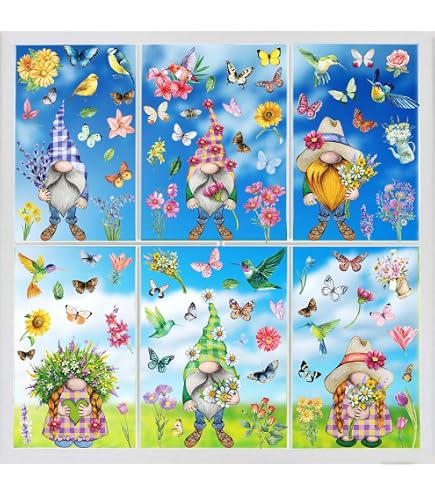 Autocollants Fenêtre Printemps Électrostatiques - Fleurs & Papillons Réutilisables - Déco Maison