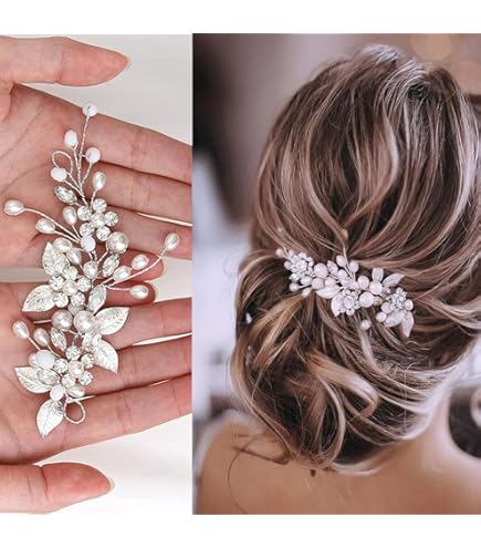 Pettine Per Capelli Da Sposa, Con Strass, Colore Argento