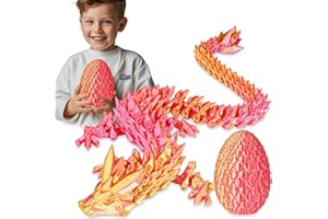 Balkwan Surprise Dragon Egg with Dragon Inside – Gifts for Kids and Adults, 3D Printed Fidget Toy, Ideal for Christmas, Easter, Birthdays, Fun Desk Décor and Stress Relief(Orange Red, Large)