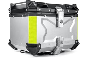 CCACHE Motorrad Top Case Universal 45L 55L 65L 80L 100L Koffer Für Roller, Helmkoffer Motorradkoffer Wasserdicht Topcase Aluminium Rollerkoffer Motorrad-Heckkasten Mit Press-Lock-Schließsystem ( Color : Silb