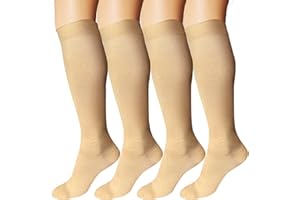 DDOBB 4 paia di calze a compressione per uomo e donna, taglia 35-50, calze a compressione con 20-30 mmHg, calze a compressione per volo, corsa, tennis, viaggio